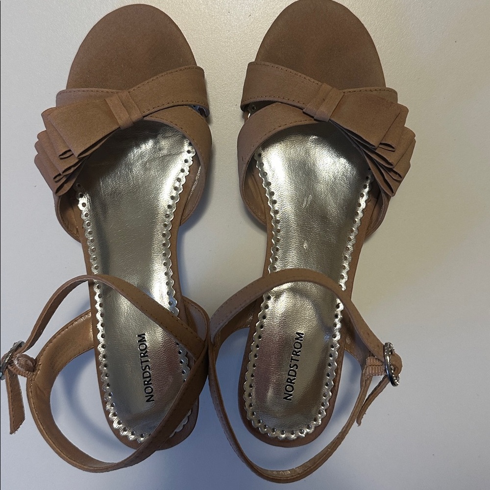 Nordstrom Nude Sandals with Bow Accent